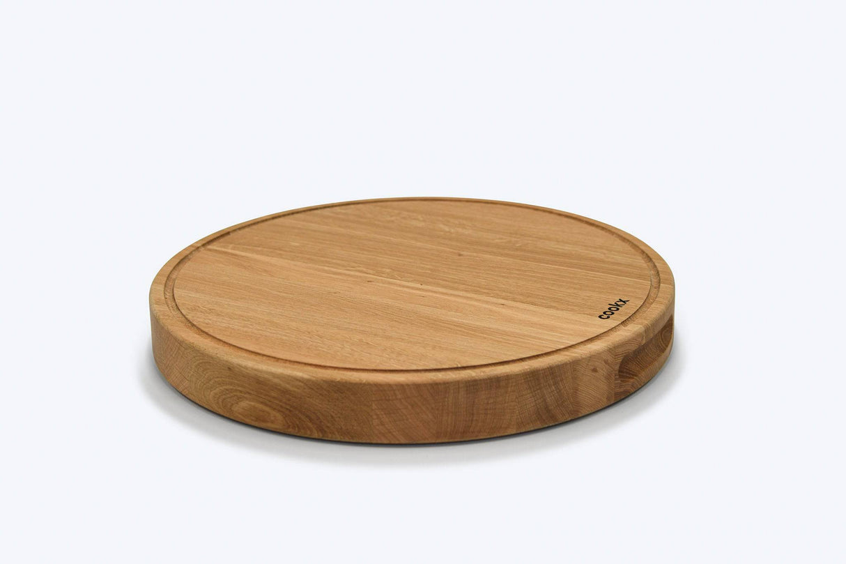 Oak Meat Board - Round Size M - Solid Oak Wood